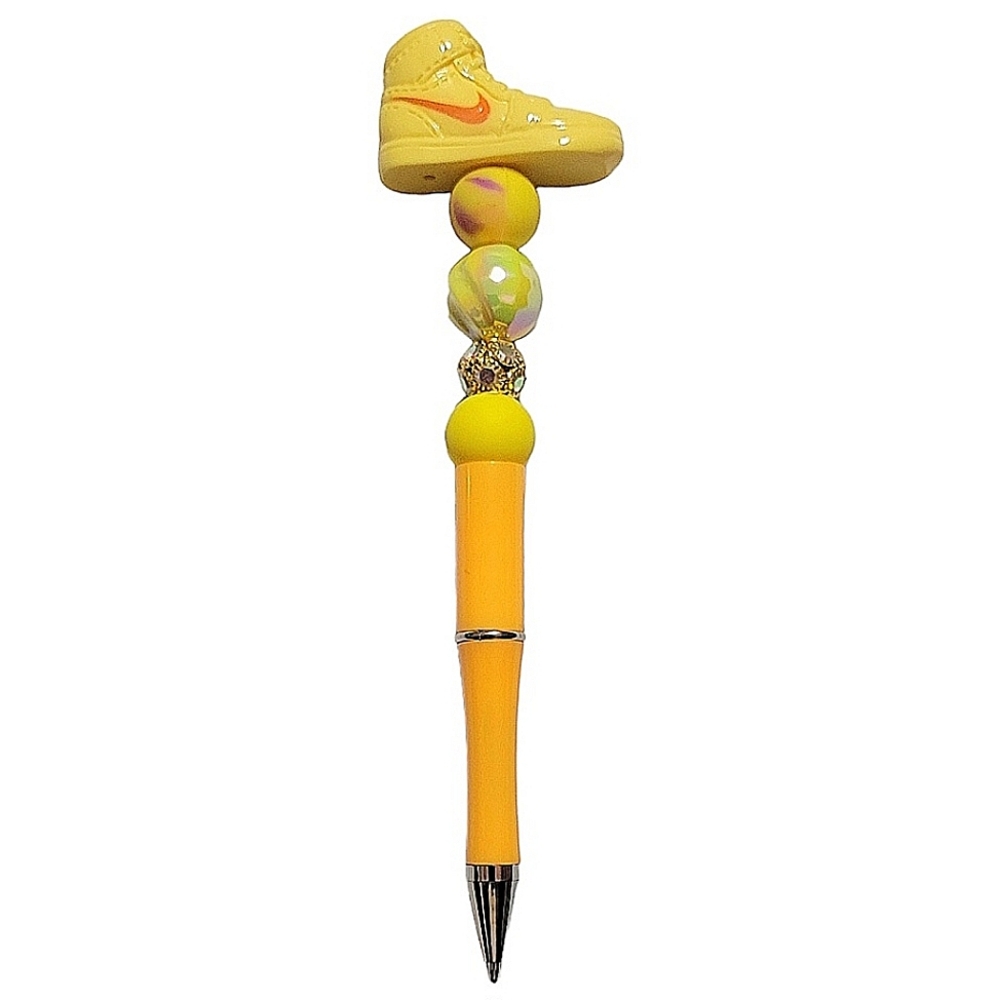 Athletic Sneaker Beaded Ballpoint Twist Pen Topper Yellow
